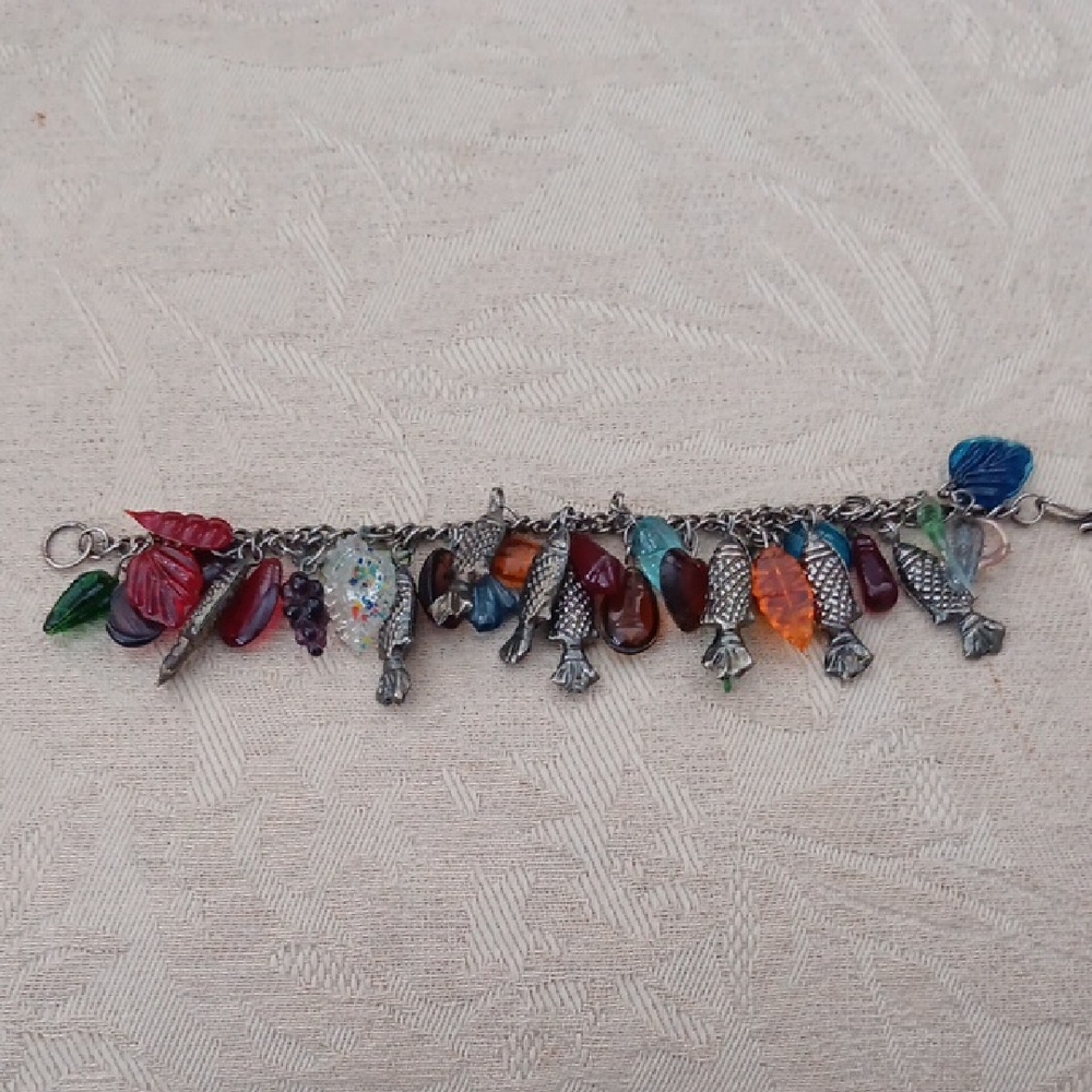 Fish And Glass Charm Bracelet
